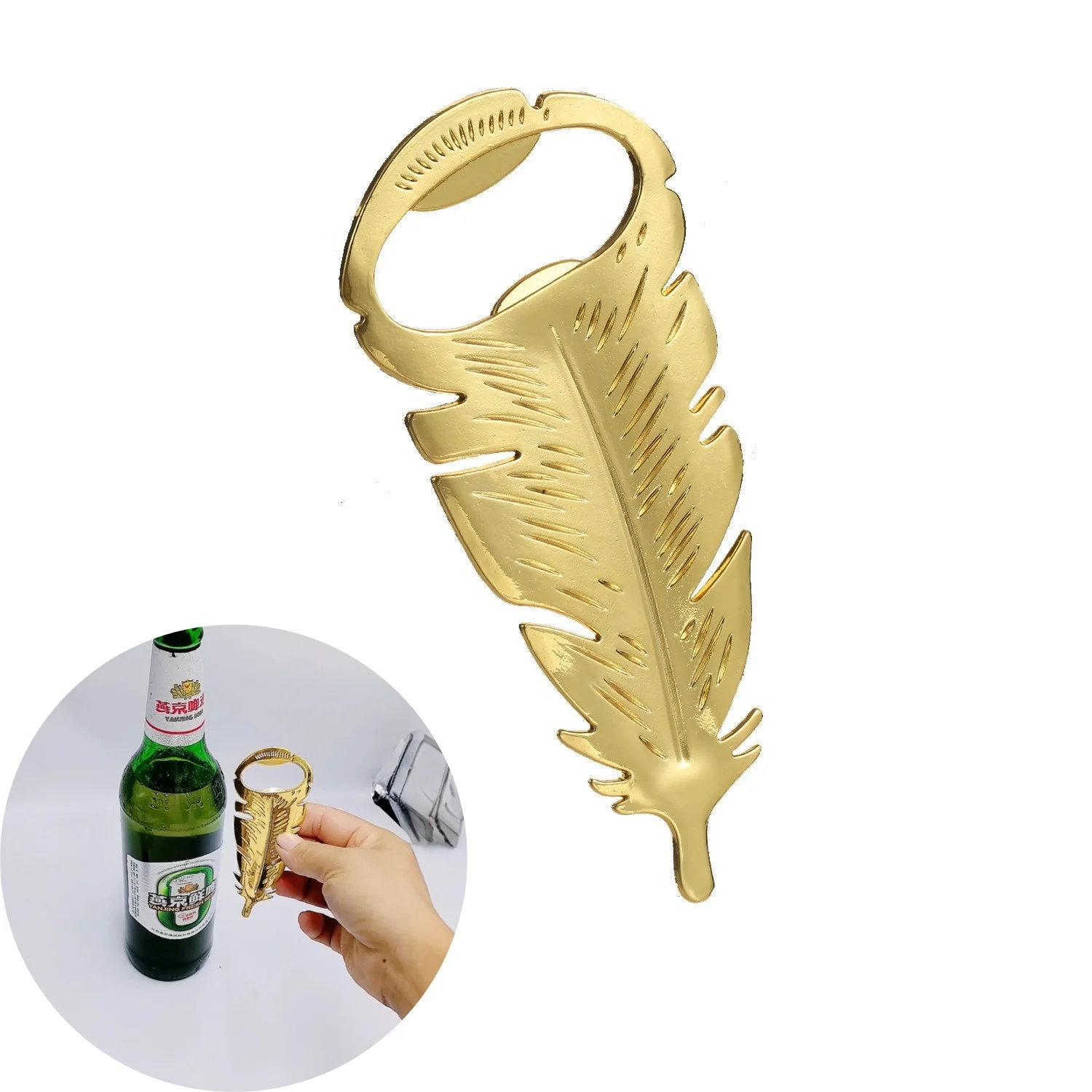 1pc Zinc Alloy Gold Feather Bottle Opener Creative Beer Opener Bar Kitchen Tool Feathers Shaped Caps Removers
1pc Zinc Alloy Gold Feather Bottle Opener Creative Beer Opener Bar Kitchen Tool Feathers Shaped Caps Removers