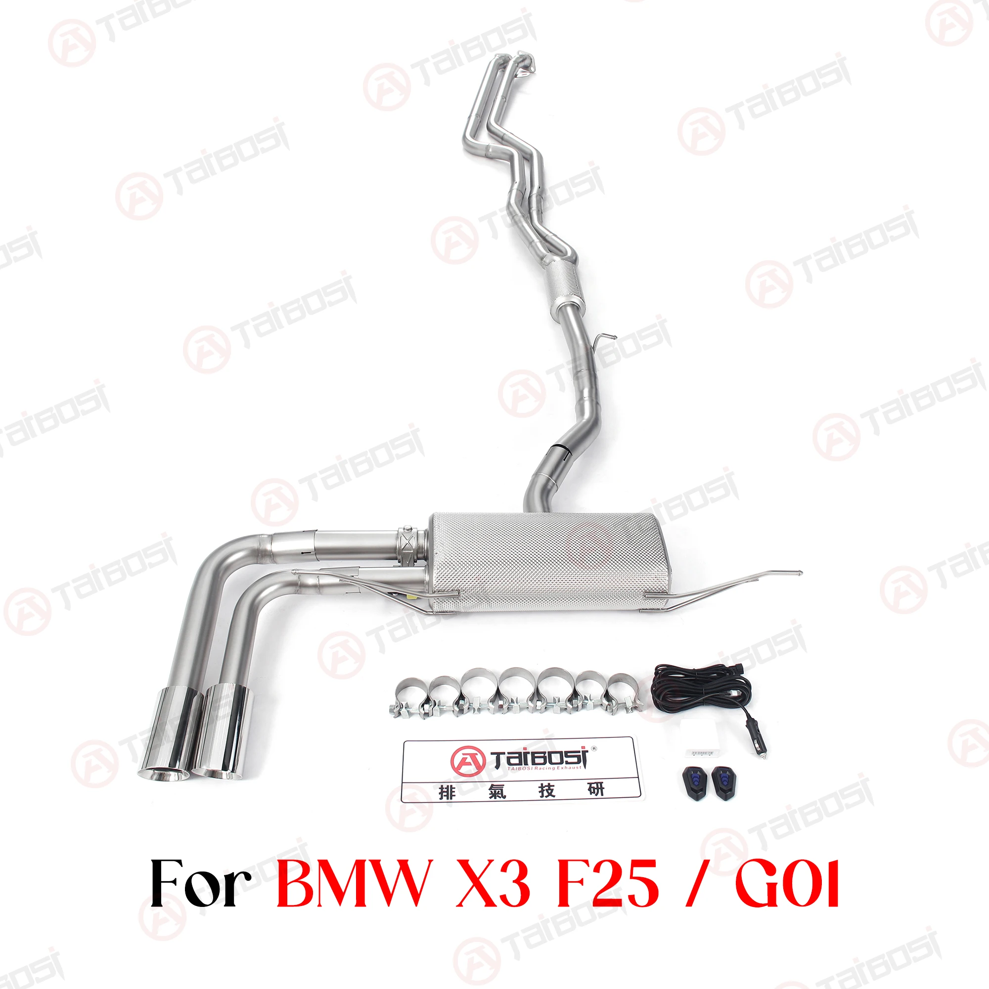 Taibosi Valvetronic Catback Exhaust System For BMW X3 F25 N20/N52 2.0 3.0 G01 B48 2.0T Electric Valve Remote Control SUS304
Taibosi Valvetronic Catback Exhaust System For BMW X3 F25 N20/N52 2.0 3.0 G01 B48 2.0T Electric Valve Remote Control SUS304
