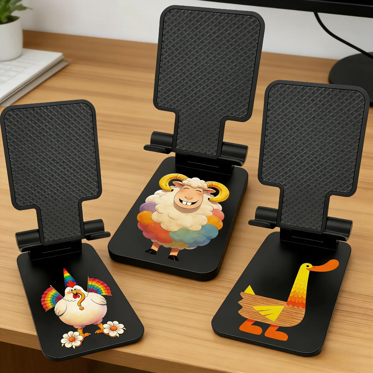 3шт креативной черной подставки для телефона с рисунком маленьких животных, подставка для настольного телефона с изображением сельскохозяйственных животных
3шт креативной черной подставки для телефона с рисунком маленьких животных, подставка для настольного телефона с изображением сельскохозяйственных животных