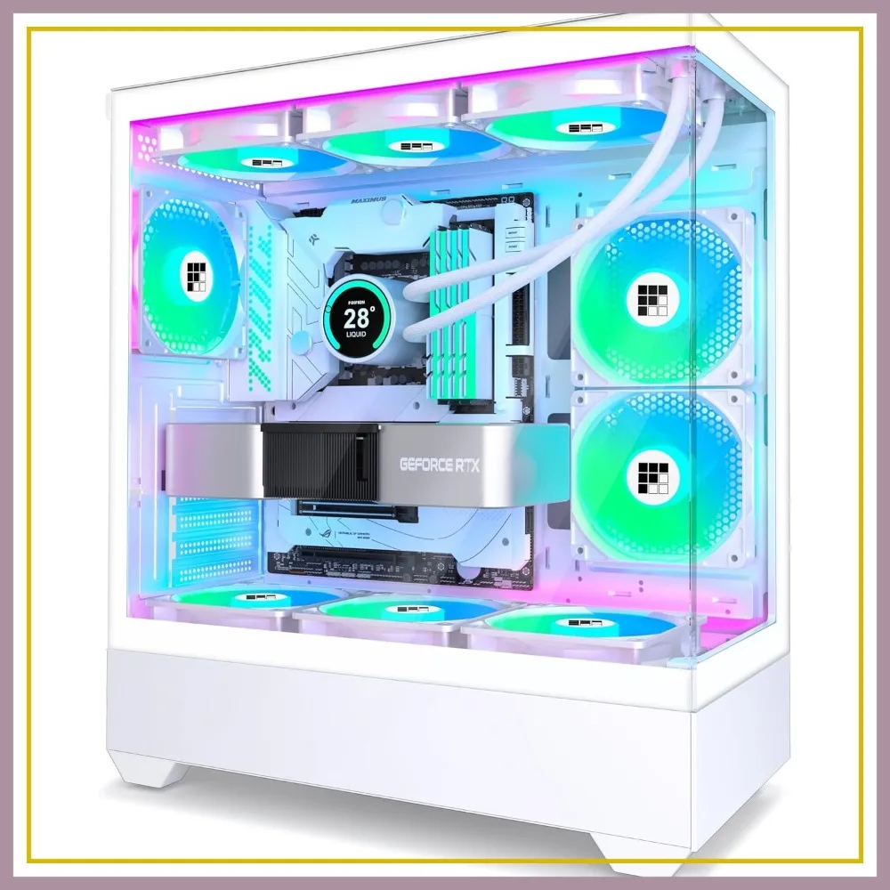 ATX Mid-Tower Gaming PC Case with 6 Pre-Installed PWM ARGB Fans, Type-C, 360mm Radiator Support
ATX Mid-Tower Gaming PC Case with 6 Pre-Installed PWM ARGB Fans, Type-C, 360mm Radiator Support