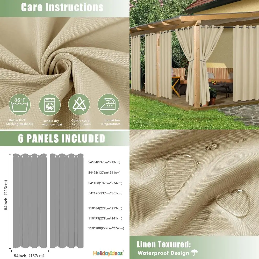 Водонепроницаемые 6-панельные уличные шторы, 54x84, кремовые, УФ-блокировки для патио, крыльца и беседки
Водонепроницаемые 6-панельные уличные шторы, 54x84, кремовые, УФ-блокировки для патио, крыльца и беседки