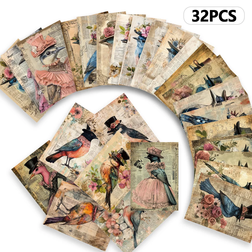 32pcs, vintage distressed bird postcards, wall stickers, mailing cards, greeting cards, DIY postcards, commemorative postcards
32pcs, vintage distressed bird postcards, wall stickers, mailing cards, greeting cards, DIY postcards, commemorative postcards