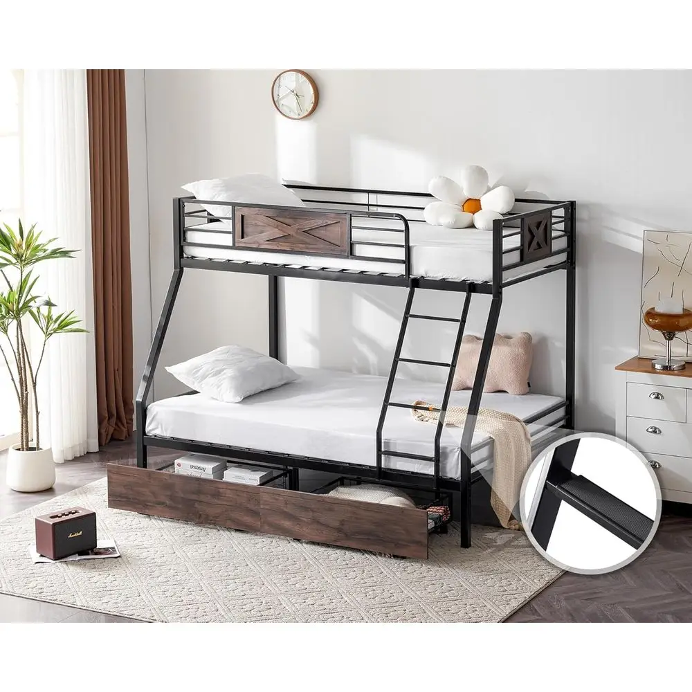 Durable Twin Over Full Metal Bunk Bed with Storage Drawers, Suitable for Kids and Adults, 13.7 Guardrail, Sturdy Ladder, No Box
Durable Twin Over Full Metal Bunk Bed with Storage Drawers, Suitable for Kids and Adults, 13.7 Guardrail, Sturdy Ladder, No Box