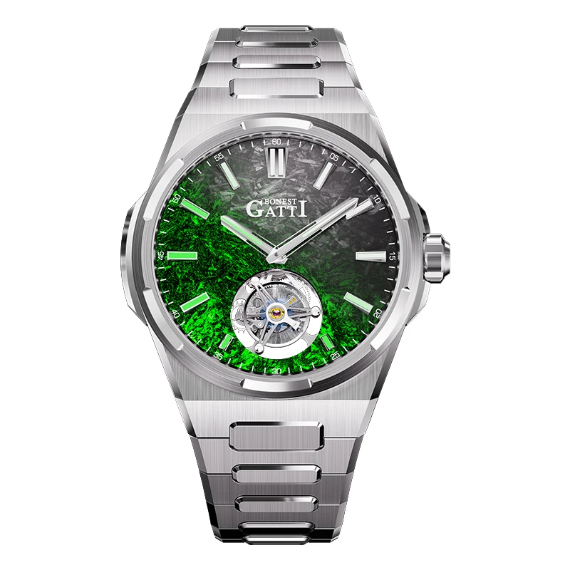 BONEST GATTI Men Tourbillon Watch 43mm Automatic Mechanical Wristwatch 50m Waterproof Sapphire Mirror Luminous Carbon Fiber Dial
BONEST GATTI Men Tourbillon Watch 43mm Automatic Mechanical Wristwatch 50m Waterproof Sapphire Mirror Luminous Carbon Fiber Dial