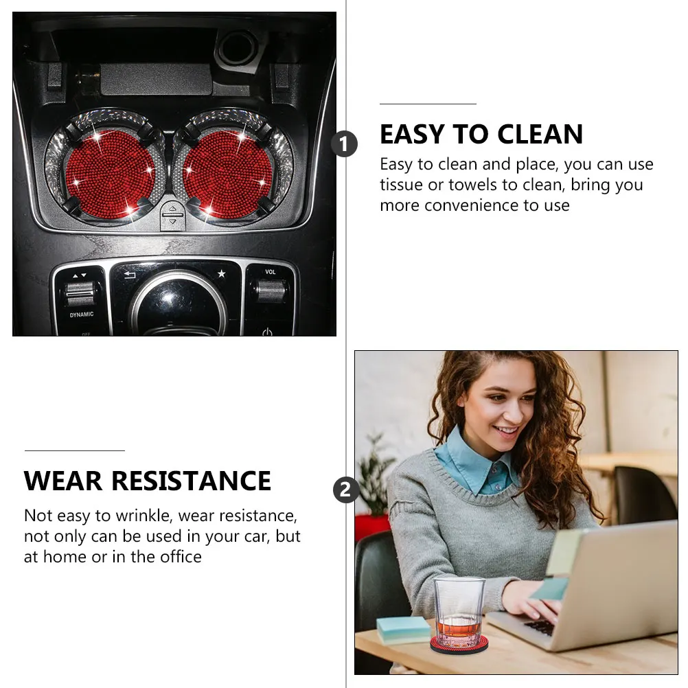 2pcs Car Cup Coasters Rhinestone Decorative Anti-Slip Pvc High Temp Resistant Easy Clean Non-Slip For Home Office Auto
2pcs Car Cup Coasters Rhinestone Decorative Anti-Slip Pvc High Temp Resistant Easy Clean Non-Slip For Home Office Auto