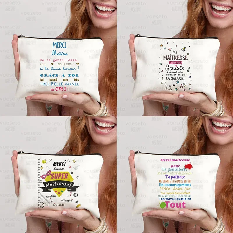 Super Atsem Merci Maitresse Print Cosmetic Bag Women Makeup Pouch Travel Toiletry Organizer Teacher's Day Graduation Gift
Super Atsem Merci Maitresse Print Cosmetic Bag Women Makeup Pouch Travel Toiletry Organizer Teacher's Day Graduation Gift