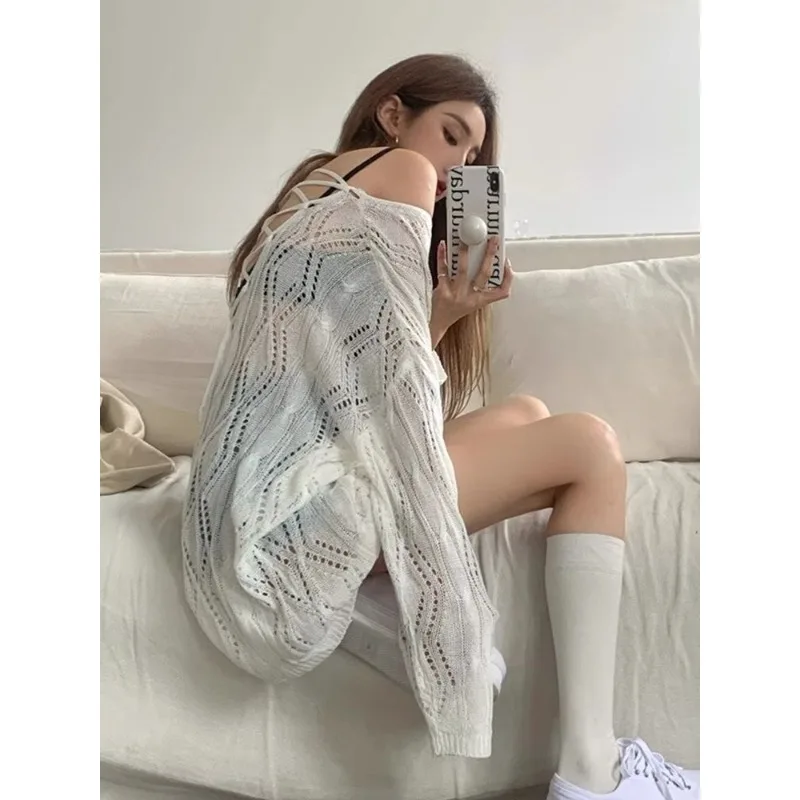 Y2k Women's Blouse Knitted Pullovers Knitwear Tops Coat Hollowed Out Smock Loose Soft Trendy Summer Beach Wear Knitted Sweater
Y2k Women's Blouse Knitted Pullovers Knitwear Tops Coat Hollowed Out Smock Loose Soft Trendy Summer Beach Wear Knitted Sweater