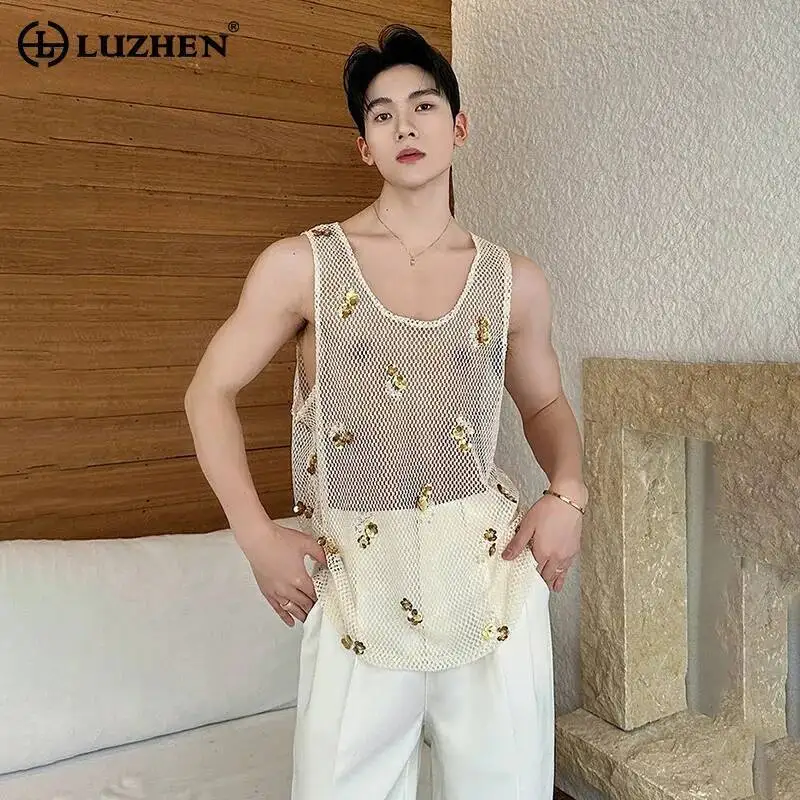 LUZHEN 2026 Summer Patchwork Design Mesh Hollow Perspective Sleeveless T-shirts Men's Fashion Handsome Elegant Vest Tops JY6804
LUZHEN 2026 Summer Patchwork Design Mesh Hollow Perspective Sleeveless T-shirts Men's Fashion Handsome Elegant Vest Tops JY6804