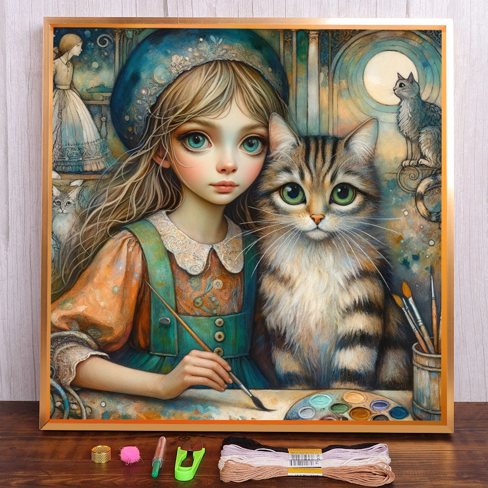 Girl Cat Printed Canvas Cross Stitch Embroidery Kit DMC Threads Knitting Craft Handmade Handicraft Promotions Jewelry Package
Girl Cat Printed Canvas Cross Stitch Embroidery Kit DMC Threads Knitting Craft Handmade Handicraft Promotions Jewelry Package