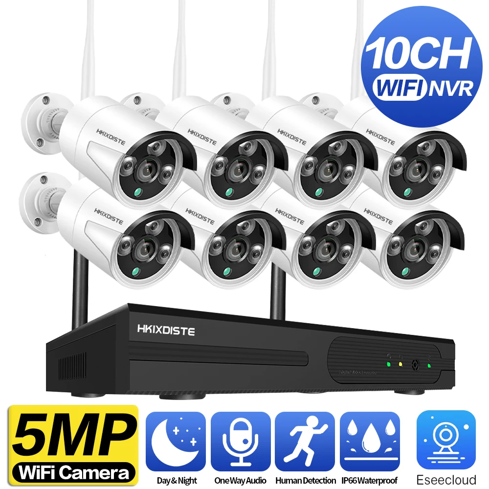 5MP Wireless CCTV Camera System 10CH NVR Wifi Kit Security Surveillance Video Set Two Way Audio Outdoor IP66 Waterproof Cam
5MP Wireless CCTV Camera System 10CH NVR Wifi Kit Security Surveillance Video Set Two Way Audio Outdoor IP66 Waterproof Cam