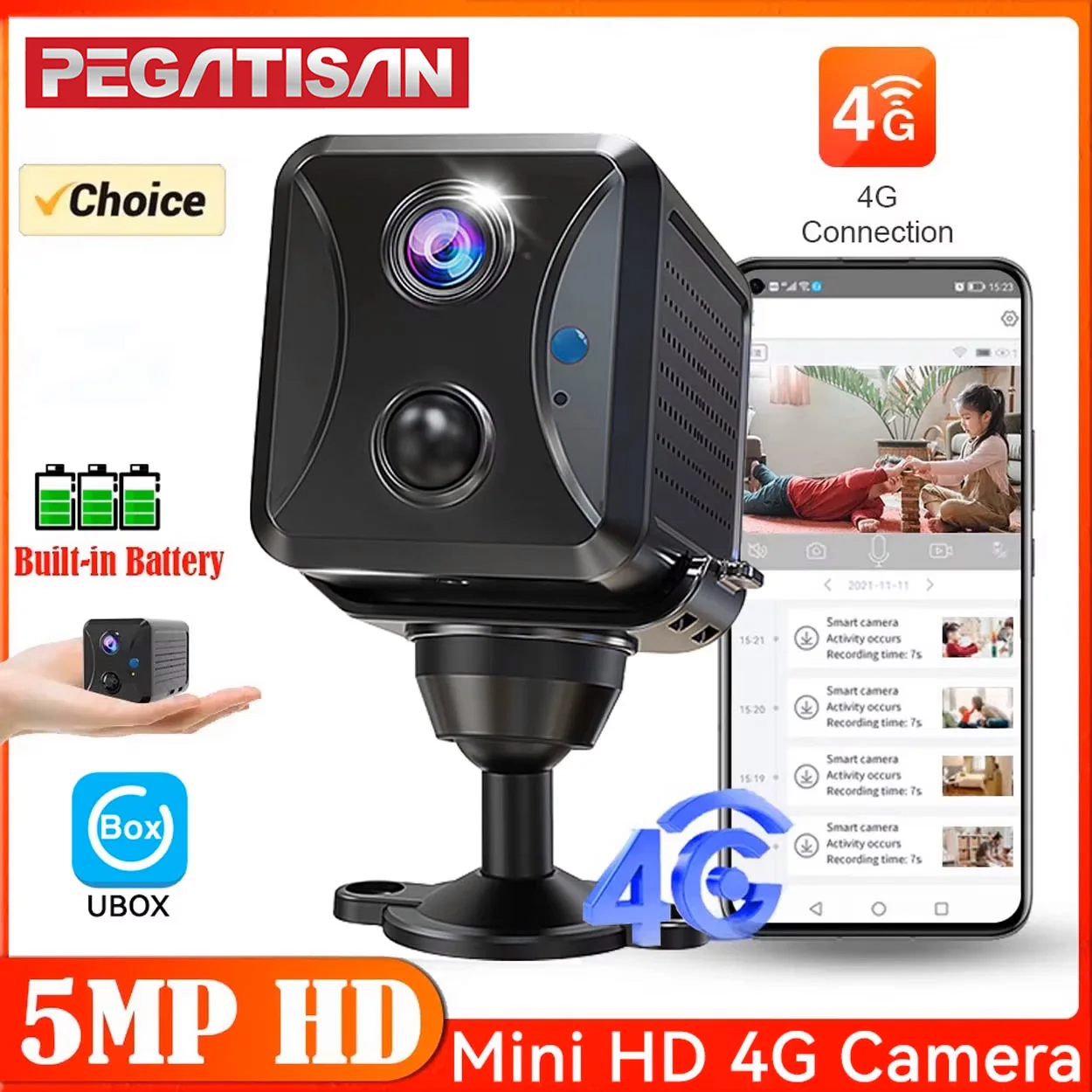 Ubox 5MP HD 4G Sim Low Power Mini Camera WiFi 2400mAh Battery CCTV Security Camera Intercom PIR Detection Surveillance IP Camera
Ubox 5MP HD 4G Sim Low Power Mini Camera WiFi 2400mAh Battery CCTV Security Camera Intercom PIR Detection Surveillance IP Camera