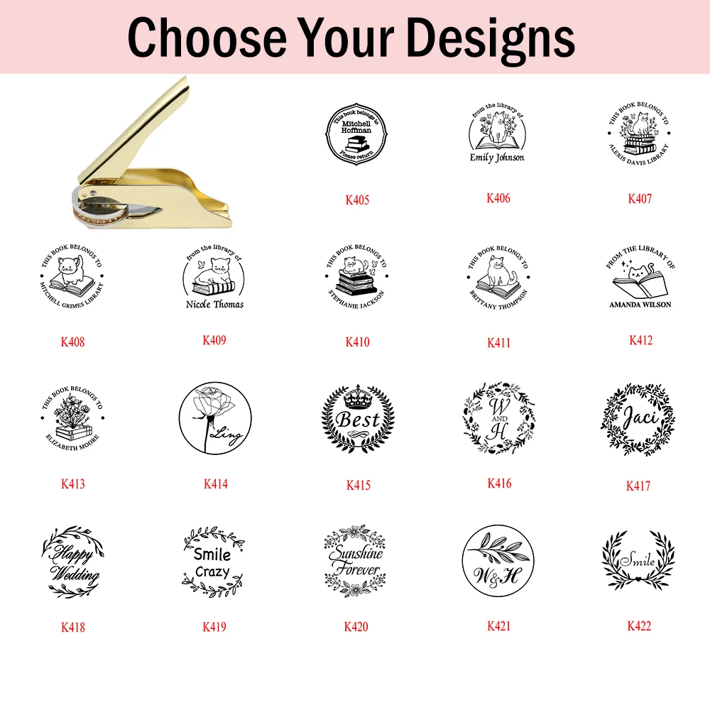 Personalized Embosser Stamp Custom Text Stamp with Your Logo Initials Address for Library Book Wedding Envelope Decor Cards
Personalized Embosser Stamp Custom Text Stamp with Your Logo Initials Address for Library Book Wedding Envelope Decor Cards