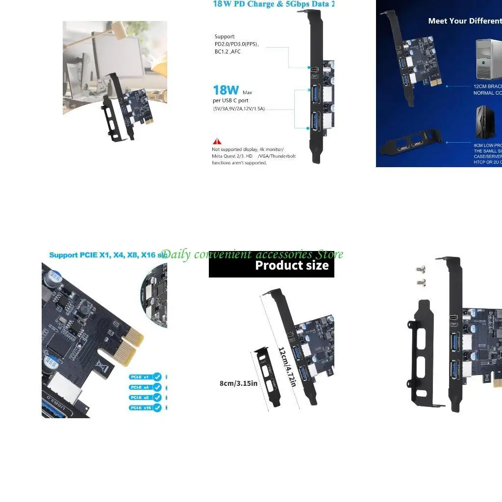97QB Fast Speed USB PCIe Adapter, 3 Port Expansion Card with PD18W for Desktops, Low Profile Bracket Included
97QB Fast Speed USB PCIe Adapter, 3 Port Expansion Card with PD18W for Desktops, Low Profile Bracket Included