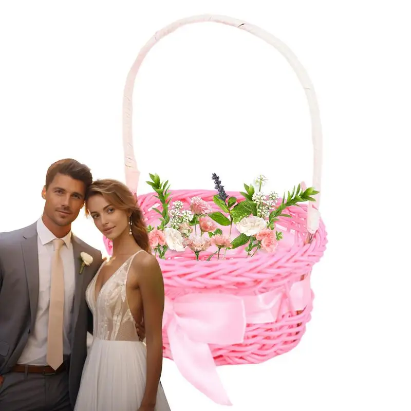 Woven Rattan Wedding Basket Decorative Basket With Handle Round Rattan Petal Storage Container For Home Wedding
Woven Rattan Wedding Basket Decorative Basket With Handle Round Rattan Petal Storage Container For Home Wedding