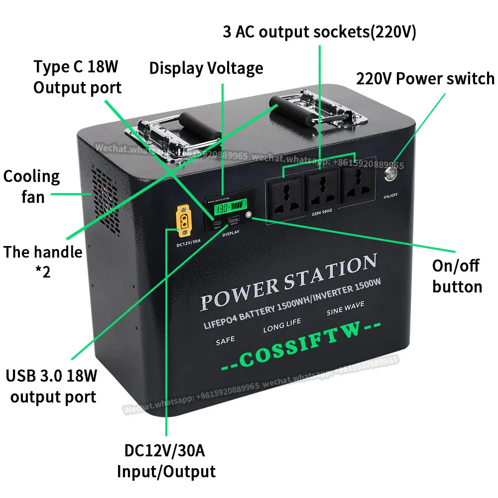 COSS IFTW 2000W Portable Power Station Solar Generator 2000Wh LiFePO4 Battery Power Failure Camping Fishing RV UPS
COSS IFTW 2000W Portable Power Station Solar Generator 2000Wh LiFePO4 Battery Power Failure Camping Fishing RV UPS