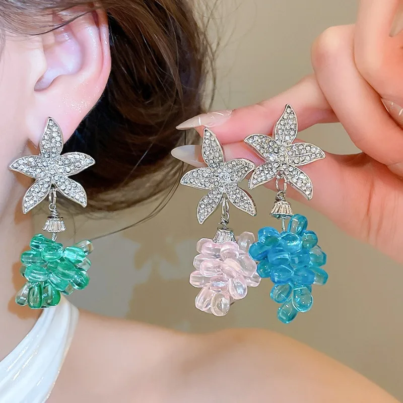 Minar INS Fashion Pink Blue Green Color Glass Beads Rhinestones Flower Long Drop Earrings for Women Girls Party Holiday Jewelry
Minar INS Fashion Pink Blue Green Color Glass Beads Rhinestones Flower Long Drop Earrings for Women Girls Party Holiday Jewelry