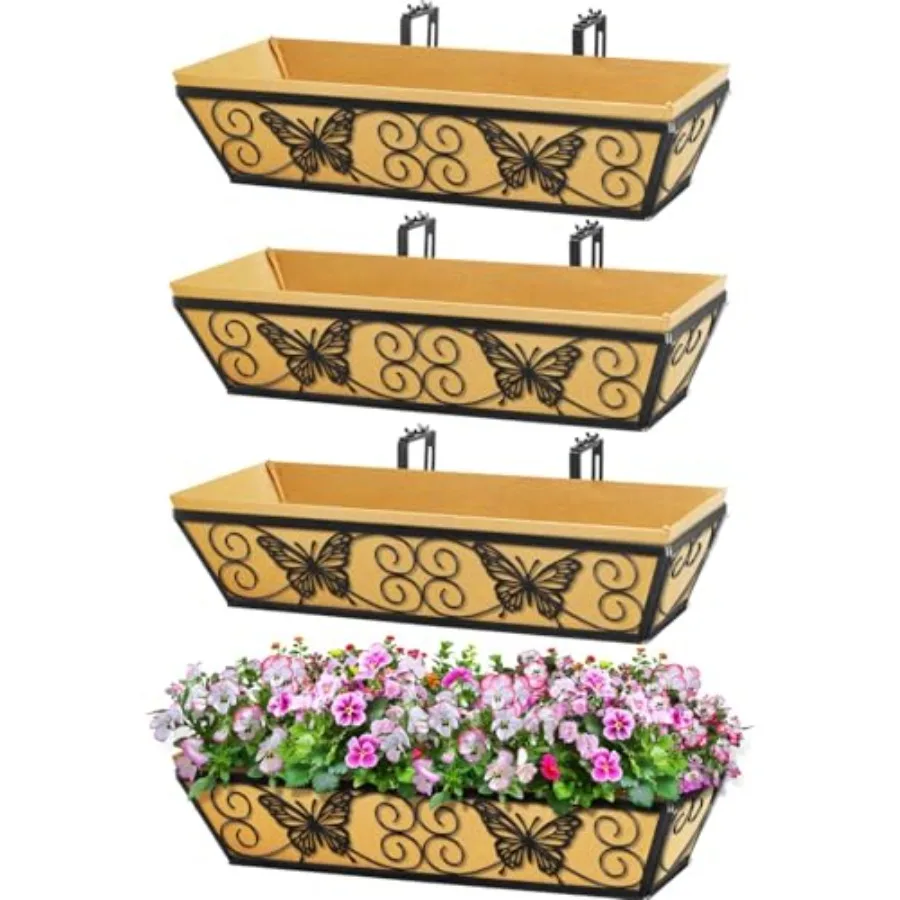 4 Pack 24 Inch Window Boxes Planters Railing Planter Box with Adjustable Brackets for Porch Fence Patio Balcony Hanging Flower
4 Pack 24 Inch Window Boxes Planters Railing Planter Box with Adjustable Brackets for Porch Fence Patio Balcony Hanging Flower