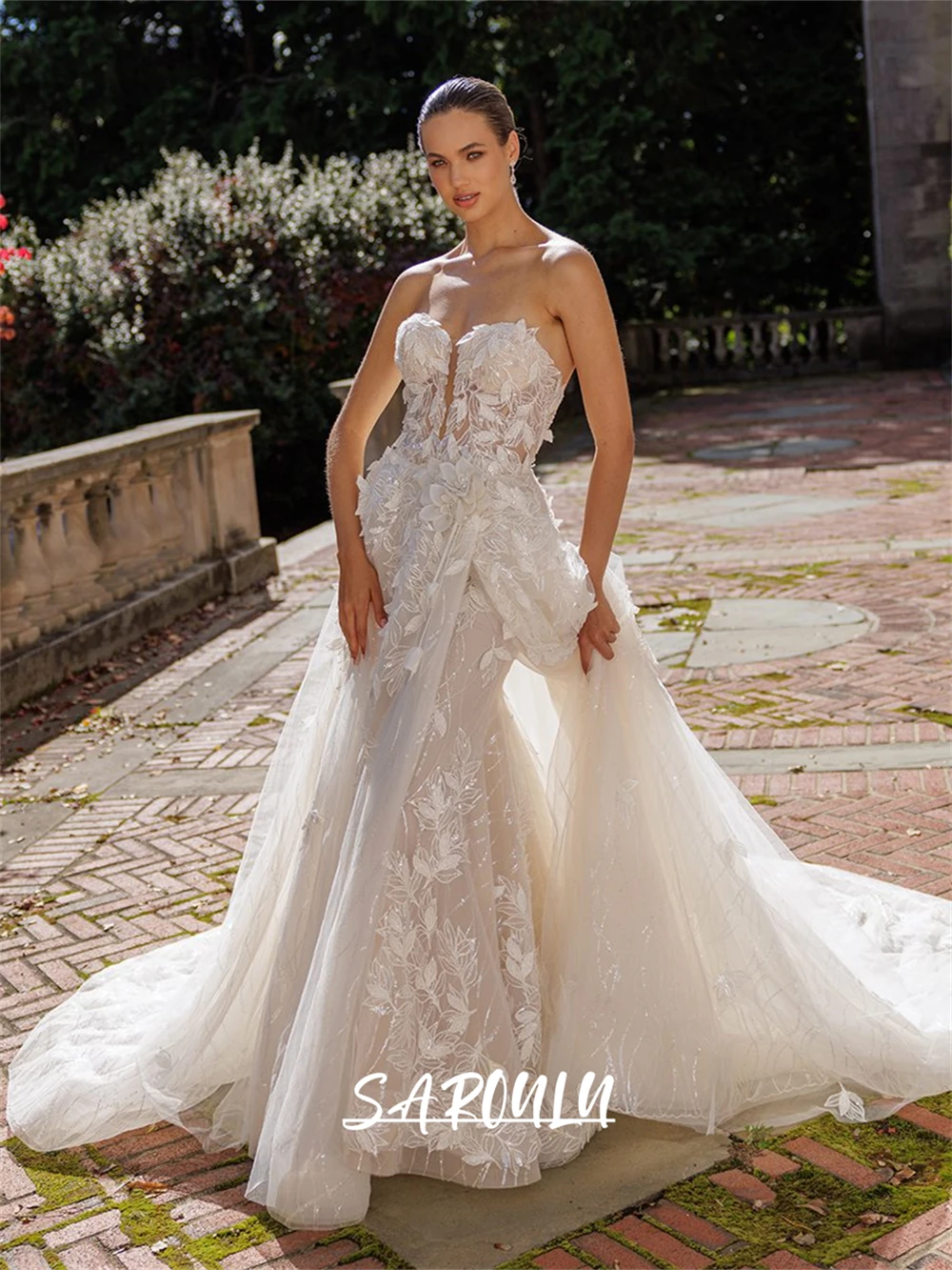 Romance Lace Wedding Dress Strapless Long Bride Dresses for Women Tulle Floral Sweety Bridal Gown Custom Make Vestidos De Novia
Romance Lace Wedding Dress Strapless Long Bride Dresses for Women Tulle Floral Sweety Bridal Gown Custom Make Vestidos De Novia