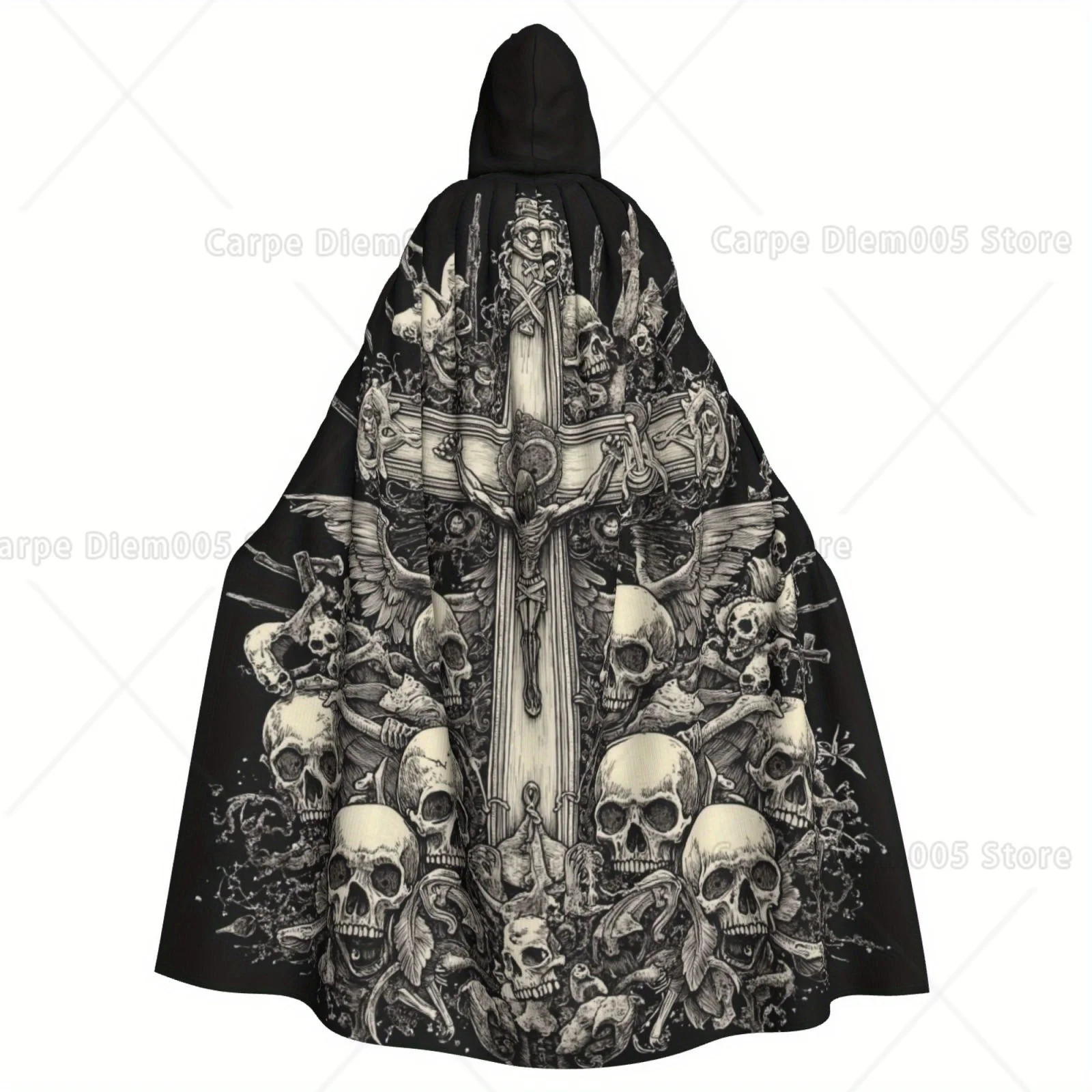 Black Skull Cross Cape, Unisex Halloween Cosplay Robe, Polyester Active Print, Vintage Anime Style, Machine Washable
Black Skull Cross Cape, Unisex Halloween Cosplay Robe, Polyester Active Print, Vintage Anime Style, Machine Washable