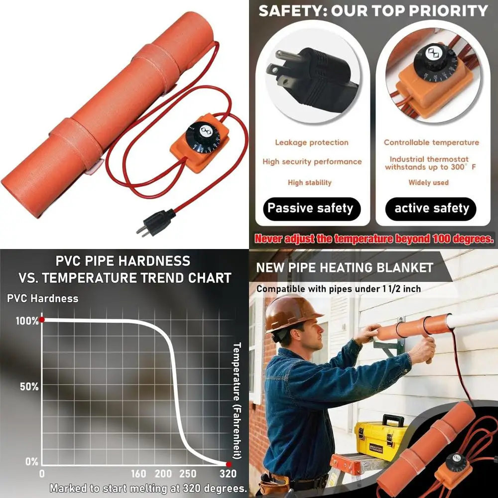 Adjustable Temperature PVC Pipe Bending Kit, 1/2 to 1 1/2, 120V/400W Heating Blanket
Adjustable Temperature PVC Pipe Bending Kit, 1/2 to 1 1/2, 120V/400W Heating Blanket