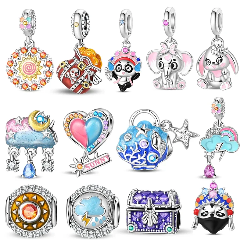 New 925 Sterling Silver Charms Panda Rabbit Weather Clouds Rainbow Lightning Beads Fit Original Bracelet Ladies DIY Jewelry
New 925 Sterling Silver Charms Panda Rabbit Weather Clouds Rainbow Lightning Beads Fit Original Bracelet Ladies DIY Jewelry