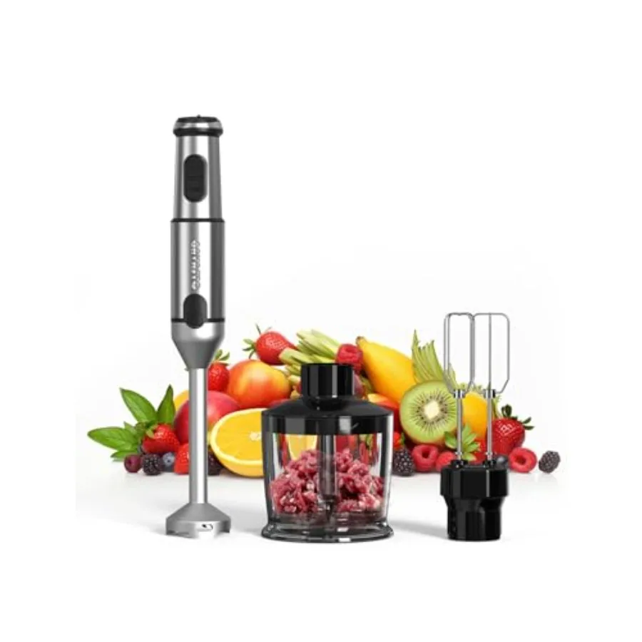 Immersion Blender Handheld for Kitchen Use, Stainless Steel with Copper Motor, 20 Speeds and Turbo Mode, Heavy Duty 3-in-1 Hand
Immersion Blender Handheld for Kitchen Use, Stainless Steel with Copper Motor, 20 Speeds and Turbo Mode, Heavy Duty 3-in-1 Hand