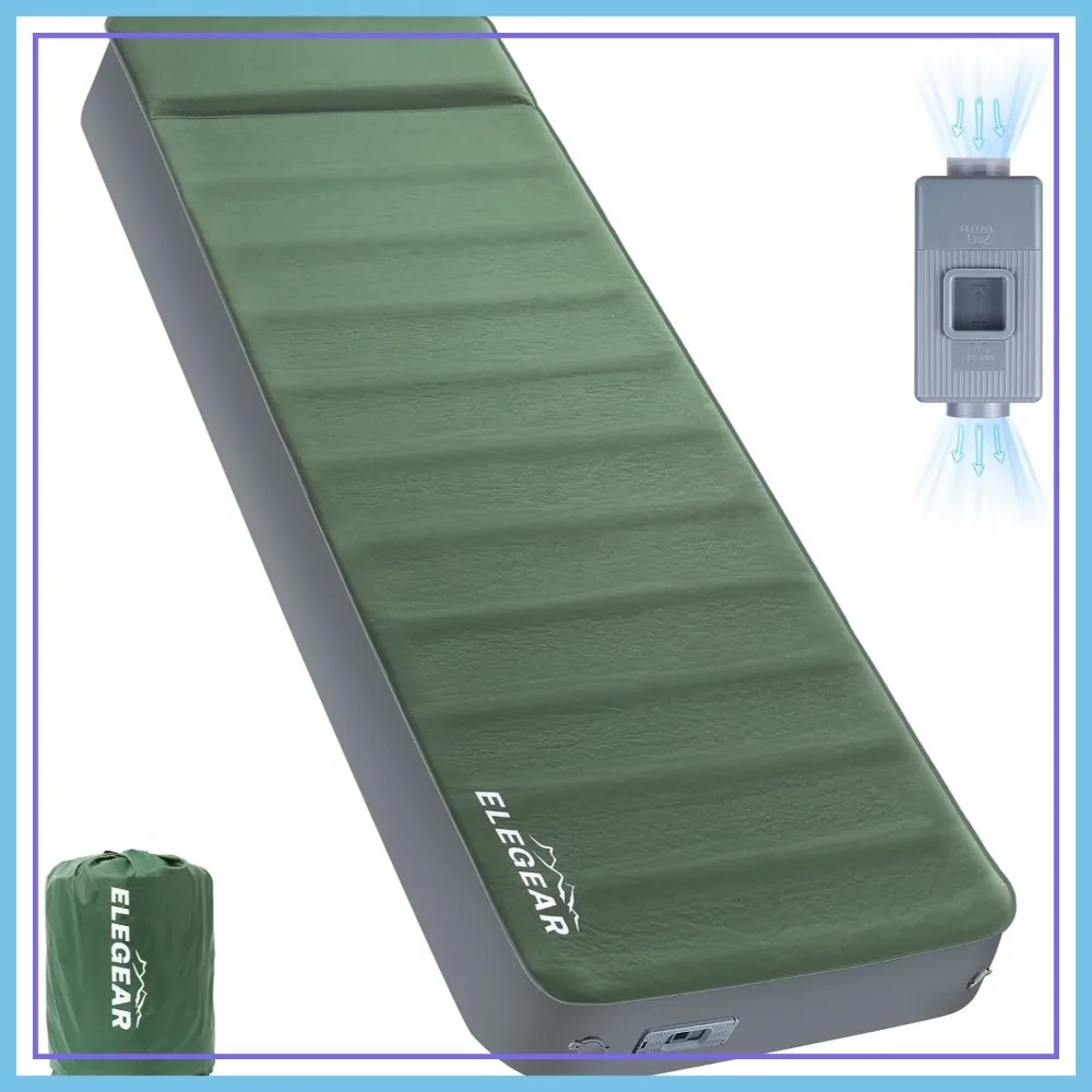 Self Inflating Sleeping Pad 4" Thick with Built-in Electric Pump, Camping Mattress with Pillow, 4-Season R-Value 9.5, Single
Self Inflating Sleeping Pad 4" Thick with Built-in Electric Pump, Camping Mattress with Pillow, 4-Season R-Value 9.5, Single