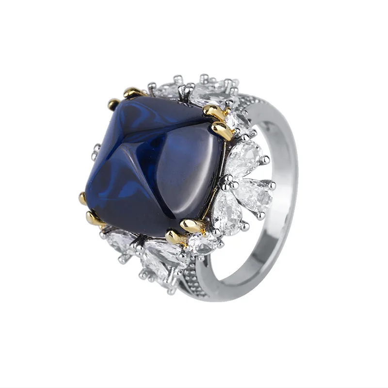 S925 Silver Ring Imitation Colorful Treasure Tansang Blue Treasure Sugar Tower Full Diamond Ring Main Stone 14 * 14
S925 Silver Ring Imitation Colorful Treasure Tansang Blue Treasure Sugar Tower Full Diamond Ring Main Stone 14 * 14