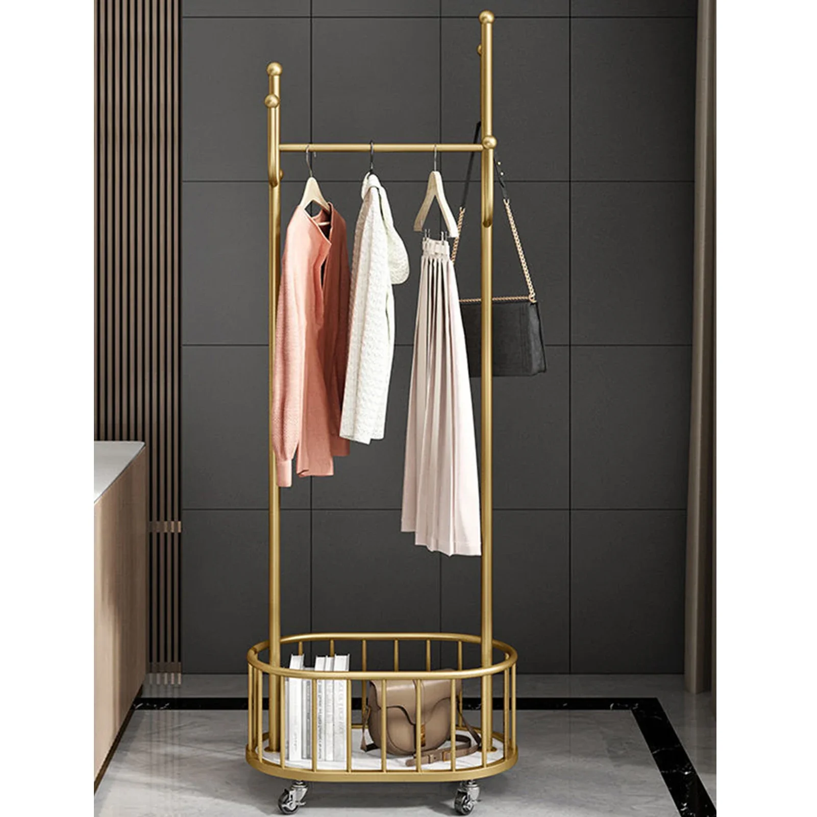 Wheeled Removable Coat Rack Bedroom floor Hanger Light Luxury Home Living Room Clothes Storage Shelf Coat Rack
Wheeled Removable Coat Rack Bedroom floor Hanger Light Luxury Home Living Room Clothes Storage Shelf Coat Rack