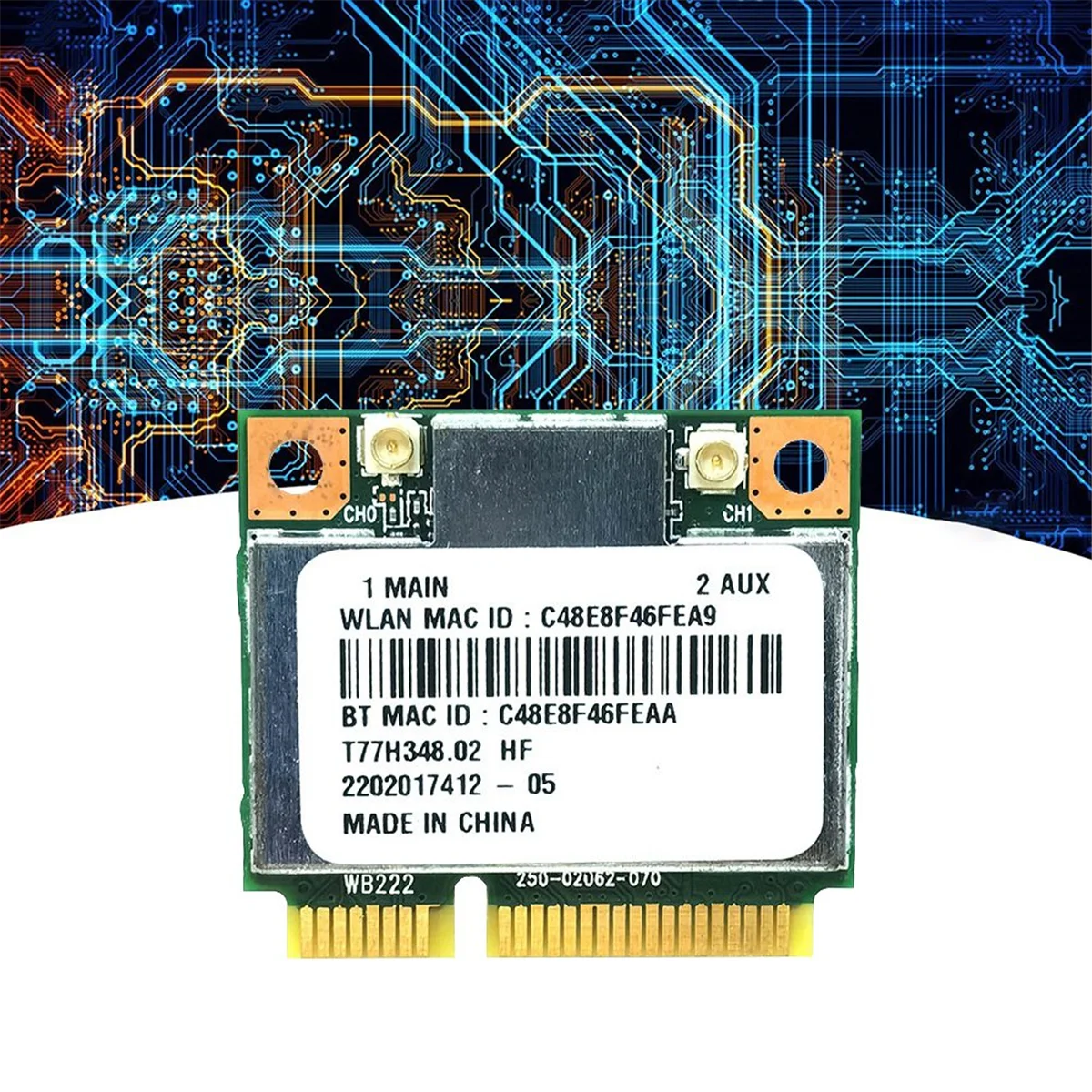 HOT SALE AR5B22 AR9462 WiFi Card 300Mbps 2.4G/5G Dual Band Bluetooth 4.0 Mini PCl-E WiFi Adapter for Windows7/8/10
HOT SALE AR5B22 AR9462 WiFi Card 300Mbps 2.4G/5G Dual Band Bluetooth 4.0 Mini PCl-E WiFi Adapter for Windows7/8/10