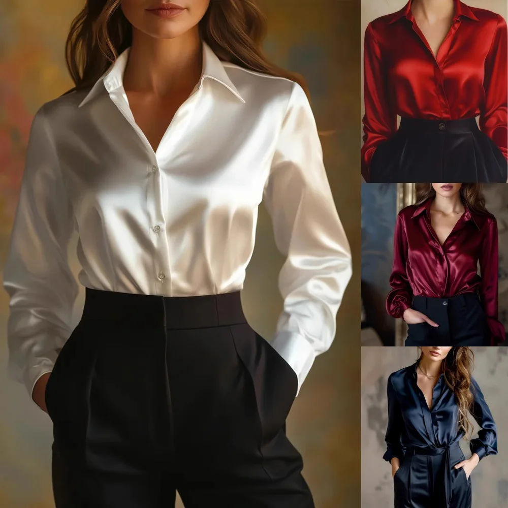 Polyester Fabric round Neckline Commute Style Elegant Pure Color Long Sleeve Button Shirt Women's Fashionable Autumn Top
Polyester Fabric round Neckline Commute Style Elegant Pure Color Long Sleeve Button Shirt Women's Fashionable Autumn Top