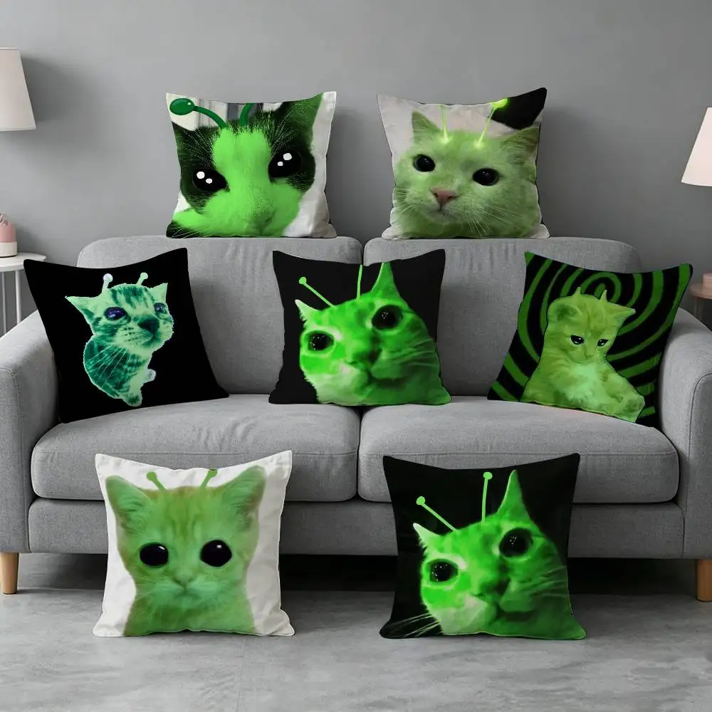 Cute Green Alien Cat-t Pillow cover Soft Microfiber Pillowcase Home Sofa Decor Surprise Decorative printed.
Cute Green Alien Cat-t Pillow cover Soft Microfiber Pillowcase Home Sofa Decor Surprise Decorative printed.