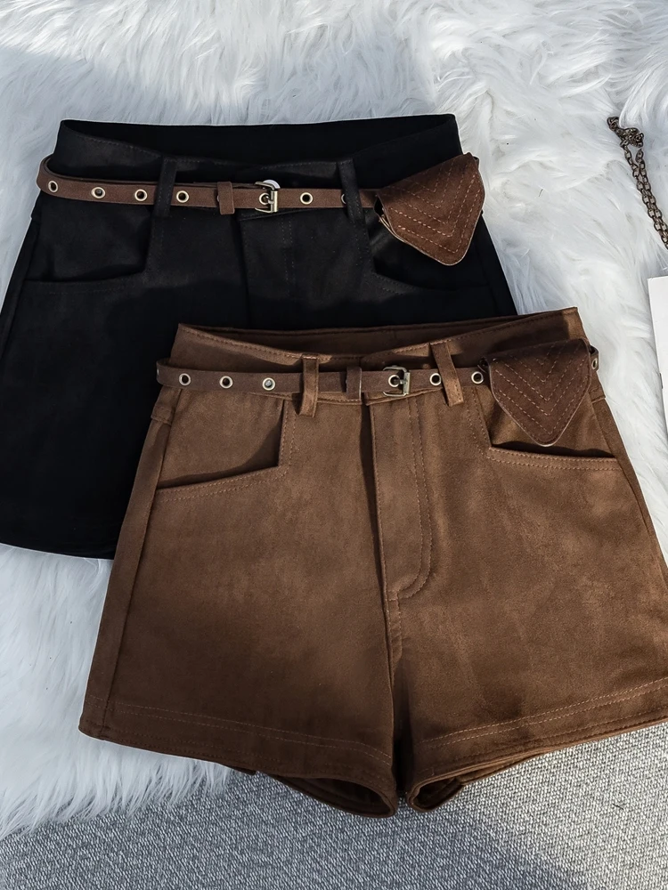 High Waist Suede Short Pants Women's Casual Style Autumn New Coffee Color Slimming Hot Pants A-Line Wrap around Shorts
High Waist Suede Short Pants Women's Casual Style Autumn New Coffee Color Slimming Hot Pants A-Line Wrap around Shorts