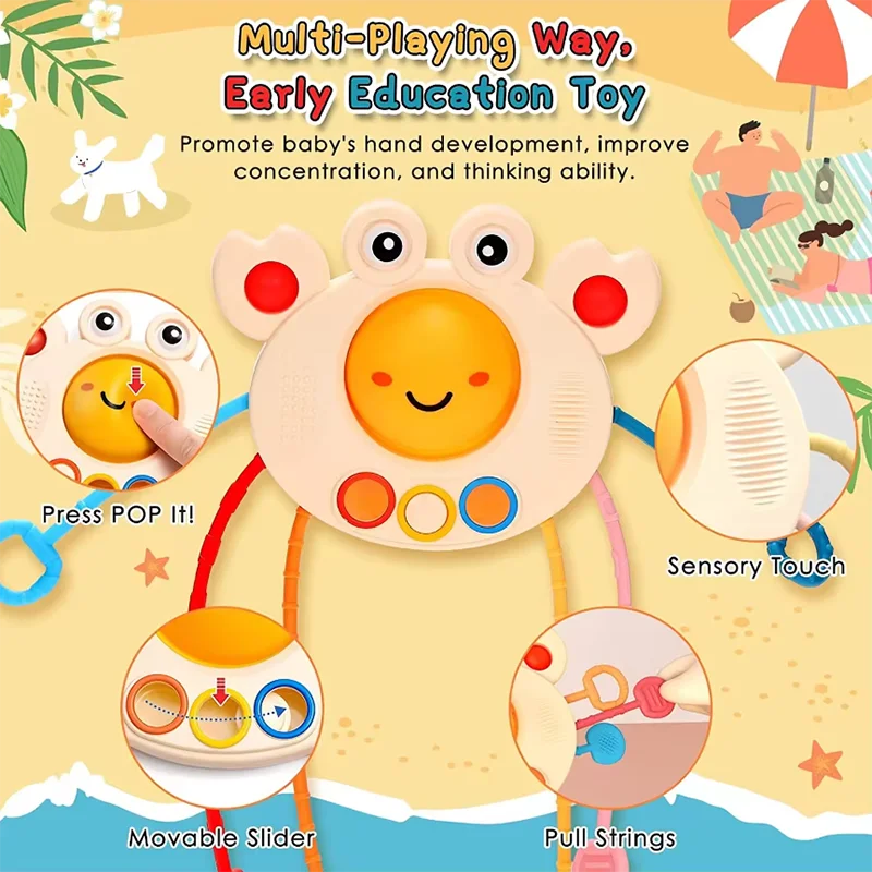Baby can chew cute and fun crabs to exercise fine hand movements pull rope puzzle early education toys
Baby can chew cute and fun crabs to exercise fine hand movements pull rope puzzle early education toys