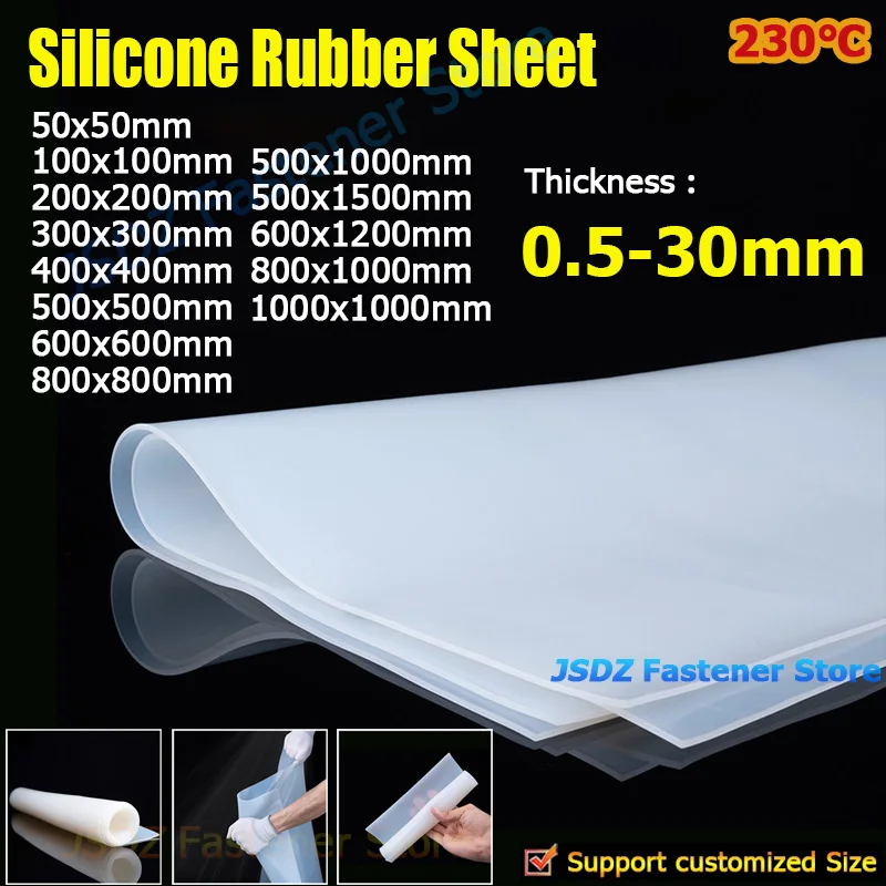 Translucent Silicone Rubber Sheet High Temp Resistance Food Grade Silica Gel Plate 50x50 100 200 300 400 500 600 800 1000 1500
Translucent Silicone Rubber Sheet High Temp Resistance Food Grade Silica Gel Plate 50x50 100 200 300 400 500 600 800 1000 1500