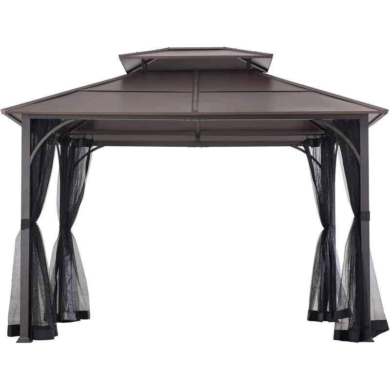 Уличная беседка Hardtop 10x12 футов, беседка из тяжелых стальных рамок, Двухярусная металлическая беседка с крючком для потолка
Уличная беседка Hardtop 10x12 футов, беседка из тяжелых стальных рамок, Двухярусная металлическая беседка с крючком для потолка