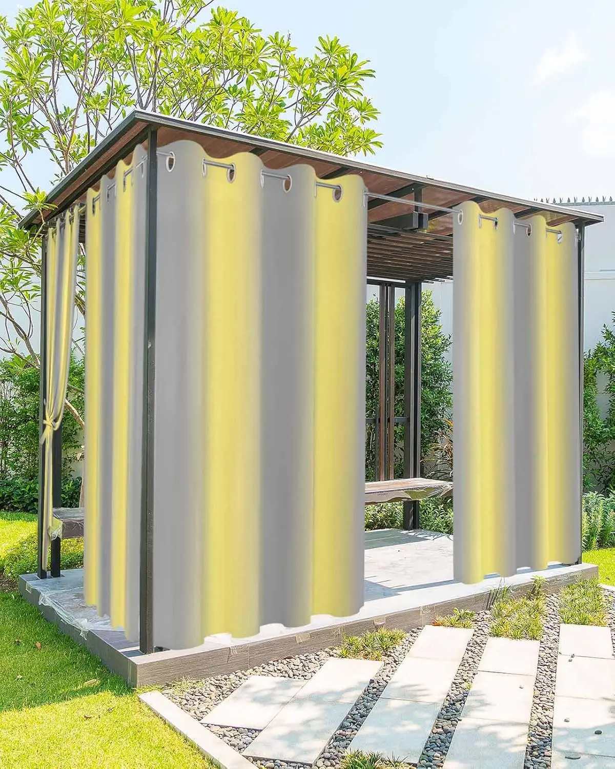 Yellow Grey Stripes Outdoor Curtains for Patio Waterproof Modern Minimalist Solid Gradient Windproof & Sun Blocking Outside Priv
Yellow Grey Stripes Outdoor Curtains for Patio Waterproof Modern Minimalist Solid Gradient Windproof & Sun Blocking Outside Priv