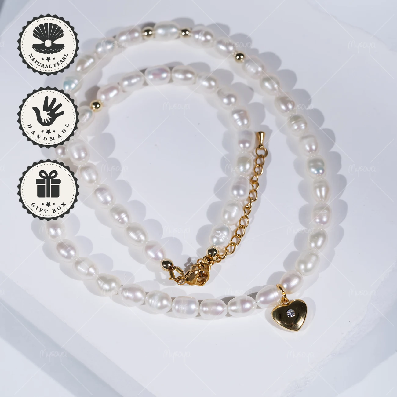 MYSOYA 6-7mm White Rice-Shaped Freshwater Pearl Necklace with Golden Extension Chain, Birthday Gift, Valentine’s Day
MYSOYA 6-7mm White Rice-Shaped Freshwater Pearl Necklace with Golden Extension Chain, Birthday Gift, Valentine’s Day