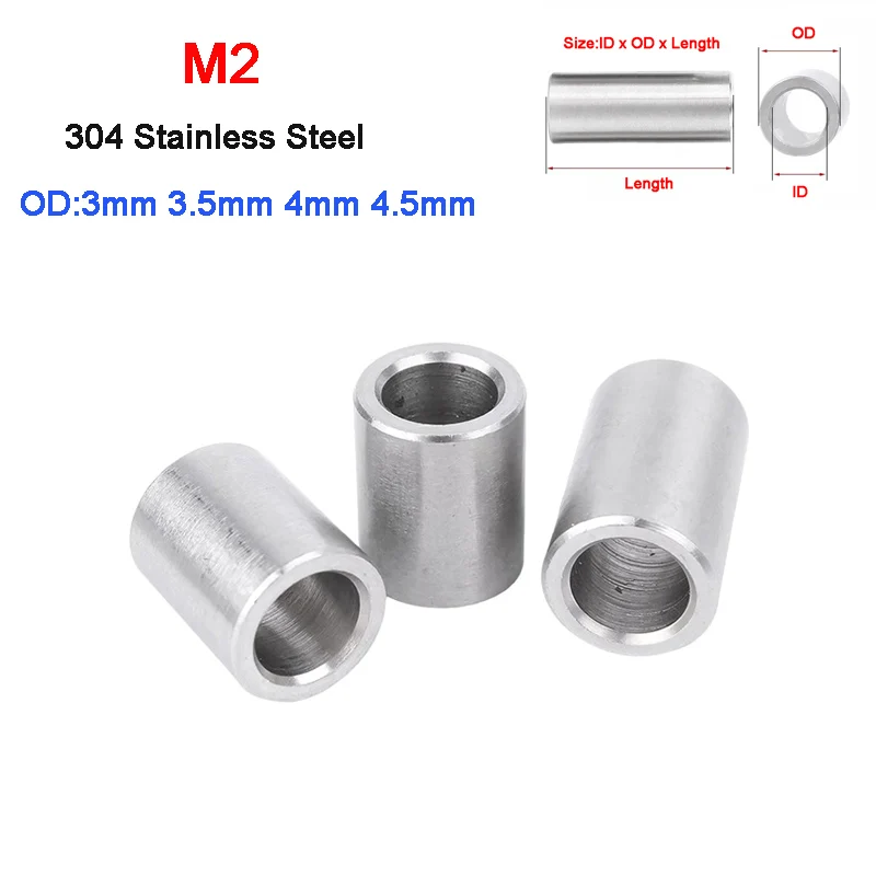 M2 304 Stainless Steel Sleeve Unthreaded Bushing Washer Wearing Spacer Round Hollow Standoff Straight Through Gasket OD 3~4.5mm
M2 304 Stainless Steel Sleeve Unthreaded Bushing Washer Wearing Spacer Round Hollow Standoff Straight Through Gasket OD 3~4.5mm