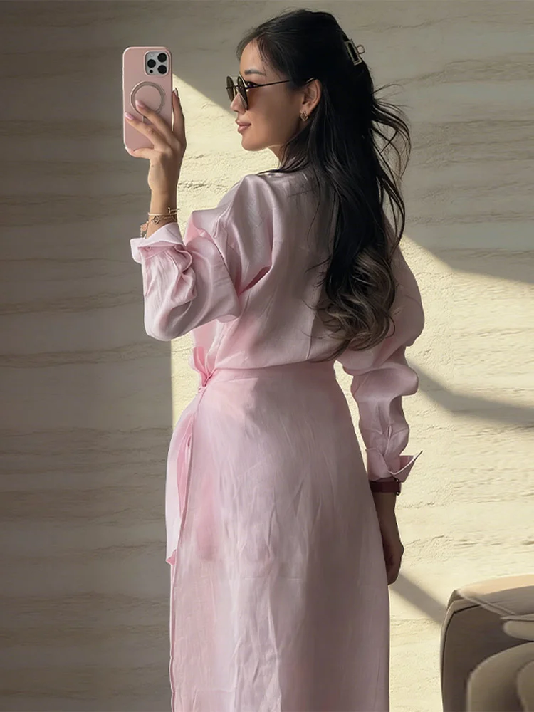 Women Stand Collar Long Sleeve Shirt Maxi Dress Luxury Satin Tencel Loose Pocket Waist Belt Wrap Long Dress Daily Office Casual
Women Stand Collar Long Sleeve Shirt Maxi Dress Luxury Satin Tencel Loose Pocket Waist Belt Wrap Long Dress Daily Office Casual