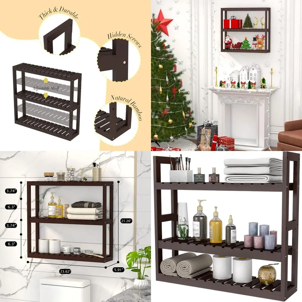 3-х уровневая бамбуковая настенная полка — многофункциональная регулируемая полка для хранения, над унитазом, отдельно стоящая, подходит для ванной комнаты, гостиной
3-х уровневая бамбуковая настенная полка — многофункциональная регулируемая полка для хранения, над унитазом, отдельно стоящая, подходит для ванной комнаты, гостиной