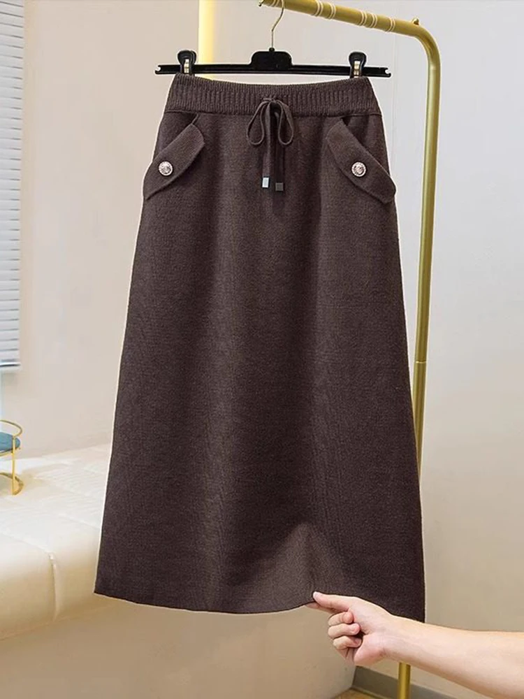 Женская эластичная вязаная юбка-карандаш с высокой талией, повседневная элегантная облегающая юбка-миди трапециевидной формы с завязками на осень и зиму
Женская эластичная вязаная юбка-карандаш с высокой талией, повседневная элегантная облегающая юбка-миди трапециевидной формы с завязками на осень и зиму