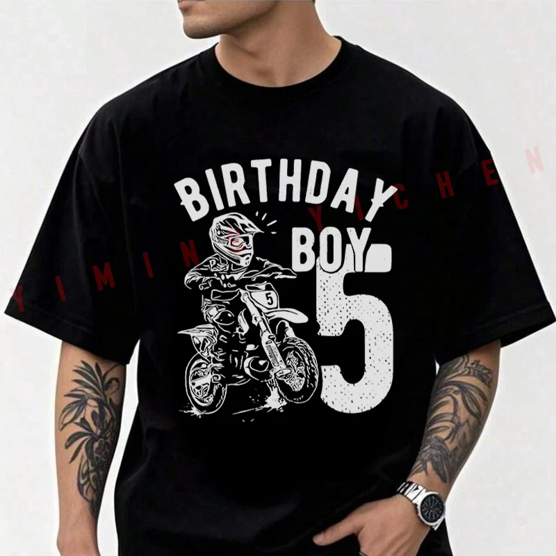 Motorcycle 5 Years Old Birthday Boy Dirt Bike Men's Fashion T-shirt Moto Cotton Casual Summer Comfortable Short Sleeve Tops
Motorcycle 5 Years Old Birthday Boy Dirt Bike Men's Fashion T-shirt Moto Cotton Casual Summer Comfortable Short Sleeve Tops