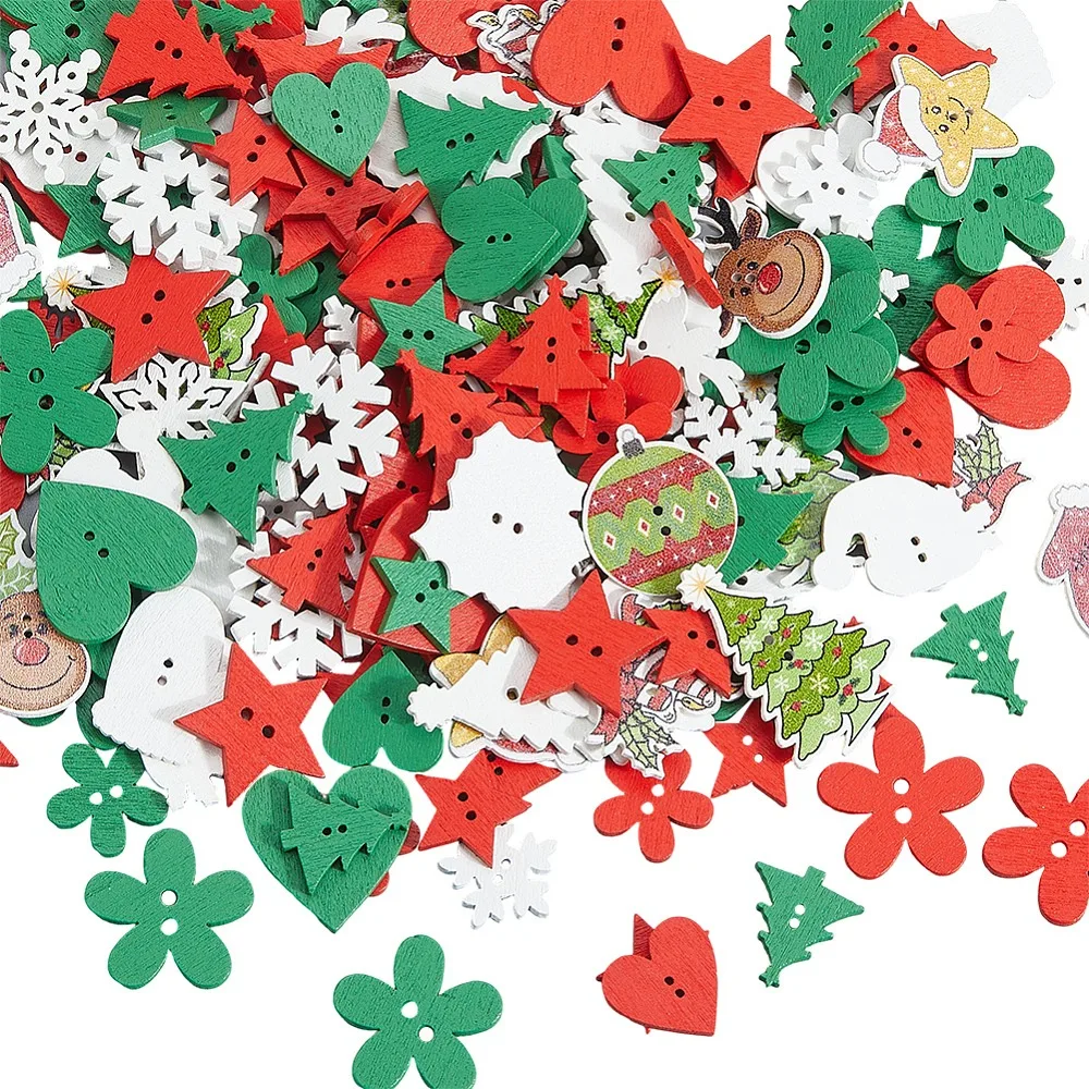 2 Bags 2-Hole Printed Wooden Buttons Mixed Shapes Christmas Theme Mixed Color 17~36x17~25x2~2.5mm Hole: 1.2~2mm
2 Bags 2-Hole Printed Wooden Buttons Mixed Shapes Christmas Theme Mixed Color 17~36x17~25x2~2.5mm Hole: 1.2~2mm