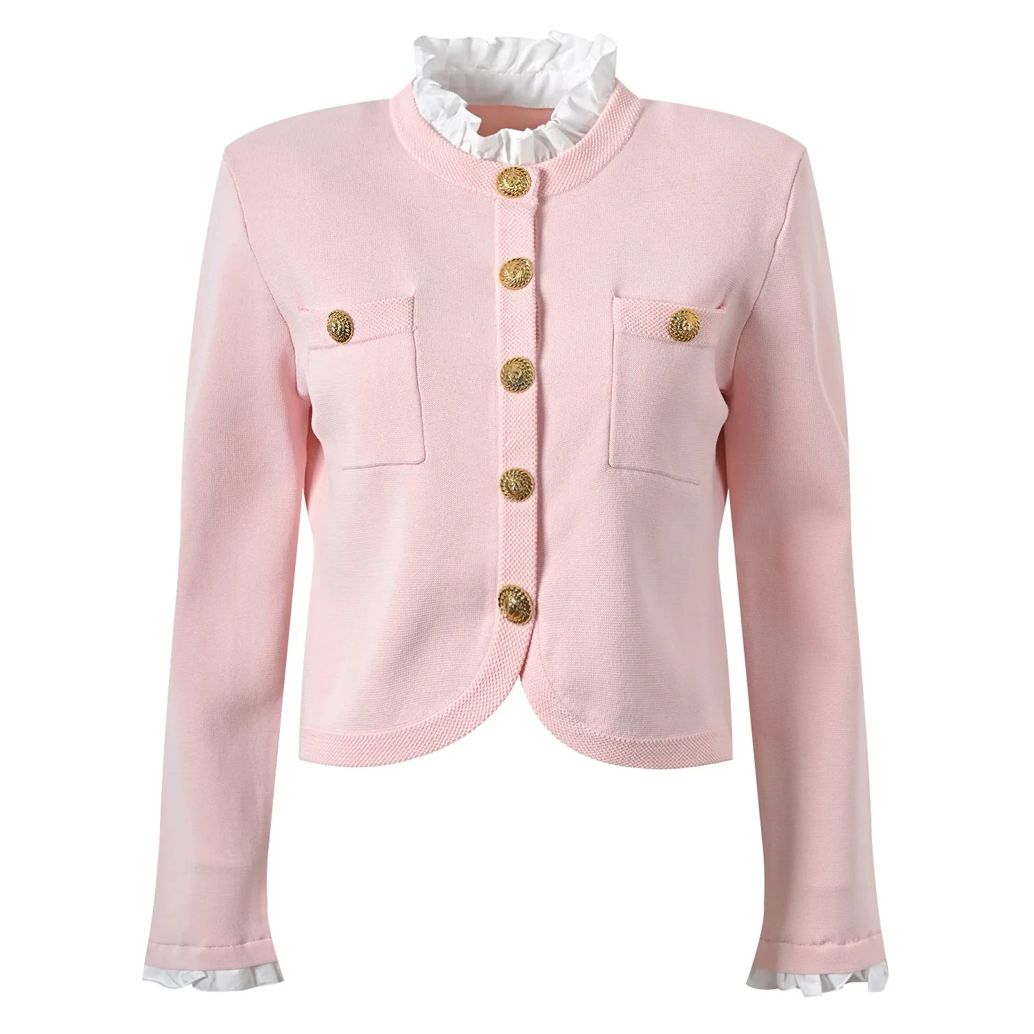 2024 Spring Delicacy Frills Patchwork Collar Long Sleeve Lady Knits Solid Women Single-breasted Sweater Cardigan
2024 Spring Delicacy Frills Patchwork Collar Long Sleeve Lady Knits Solid Women Single-breasted Sweater Cardigan