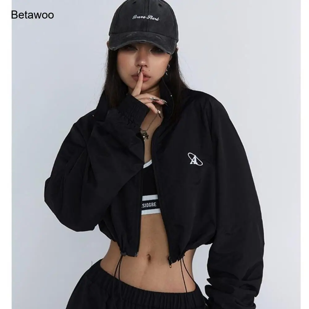 Black Cropped Bomber Jacket Women Fashion Oversized Streetwear Outerwear
Black Cropped Bomber Jacket Women Fashion Oversized Streetwear Outerwear