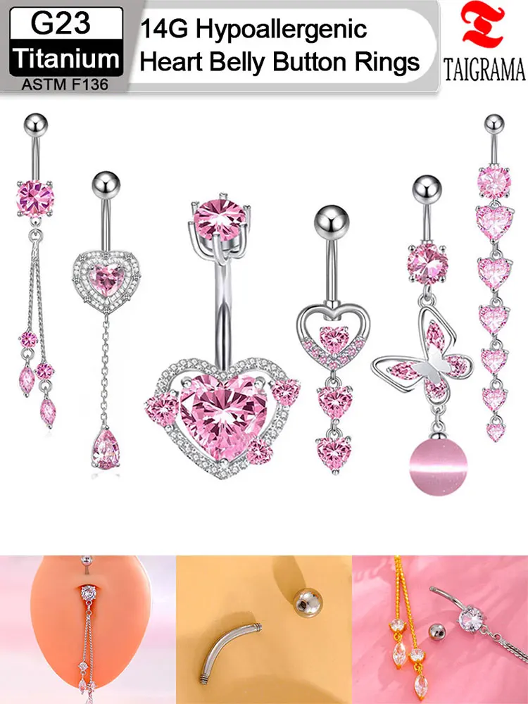 6Pcs G23 Titanium Belly Button Ring 14G Zircon Heart Navel Piercing Ring for Women Hypoallergenic Navel Piercing Ombligo Jewelry
6Pcs G23 Titanium Belly Button Ring 14G Zircon Heart Navel Piercing Ring for Women Hypoallergenic Navel Piercing Ombligo Jewelry