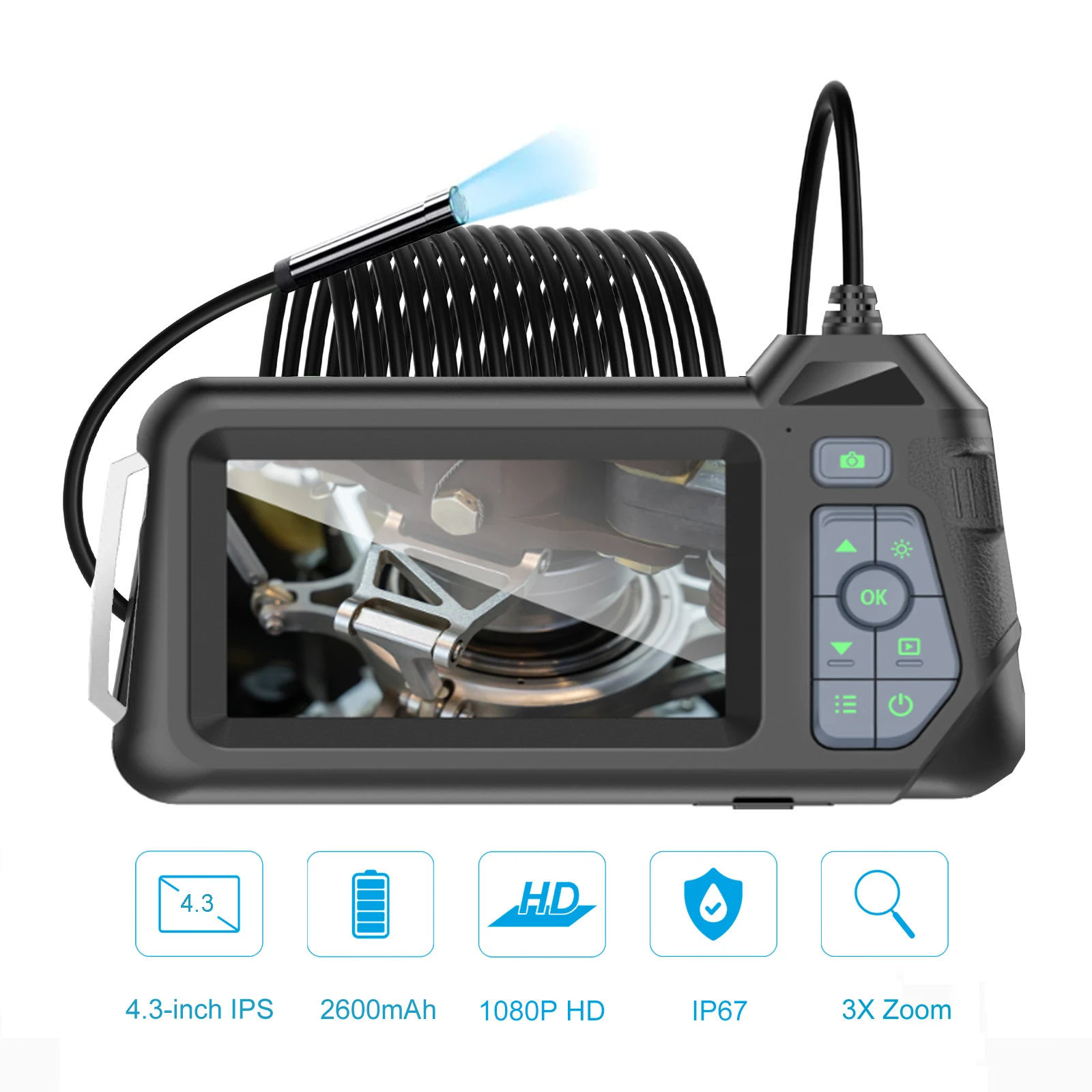 2MP 1080P 4.3Inch IPS Screen Endoscope Tris- Lens CMOS Borescope 3 Camera Side-View Front View Digital Microscope For Repairing
2MP 1080P 4.3Inch IPS Screen Endoscope Tris- Lens CMOS Borescope 3 Camera Side-View Front View Digital Microscope For Repairing