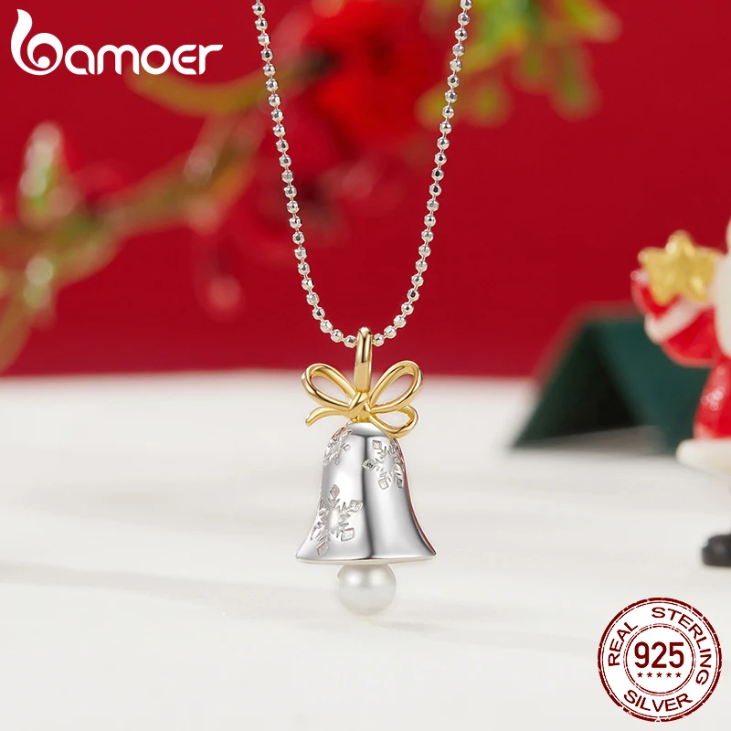 Bamoer 925 Sterling Silver Snowflake Bell Necklace White Gold shell pearl Chain Cute For Women Christmas Party Gift Fine Jewelry
Bamoer 925 Sterling Silver Snowflake Bell Necklace White Gold shell pearl Chain Cute For Women Christmas Party Gift Fine Jewelry