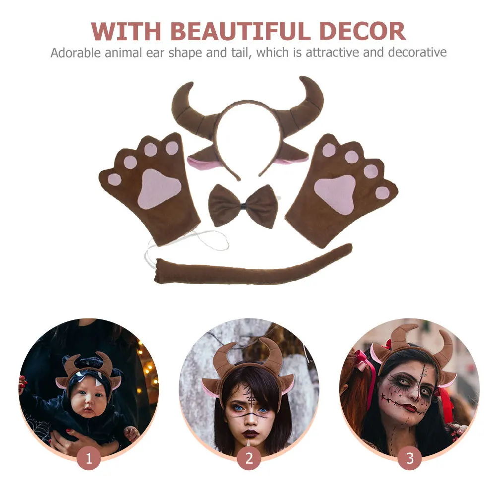 1 Set Cartoon Animal Cosplay Costume Cattle Horn Headband Ears Tail Gloves Party Prop Halloween Carnival Performance Accessory
1 Set Cartoon Animal Cosplay Costume Cattle Horn Headband Ears Tail Gloves Party Prop Halloween Carnival Performance Accessory